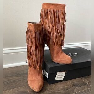 New! Massimo Matteo Boot with Fringes Cacau